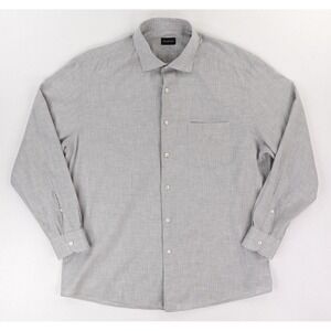 Ermenegildo Zegna Shirt Mens 2XL Heather Gray Check Long Sleeve Button Cotton